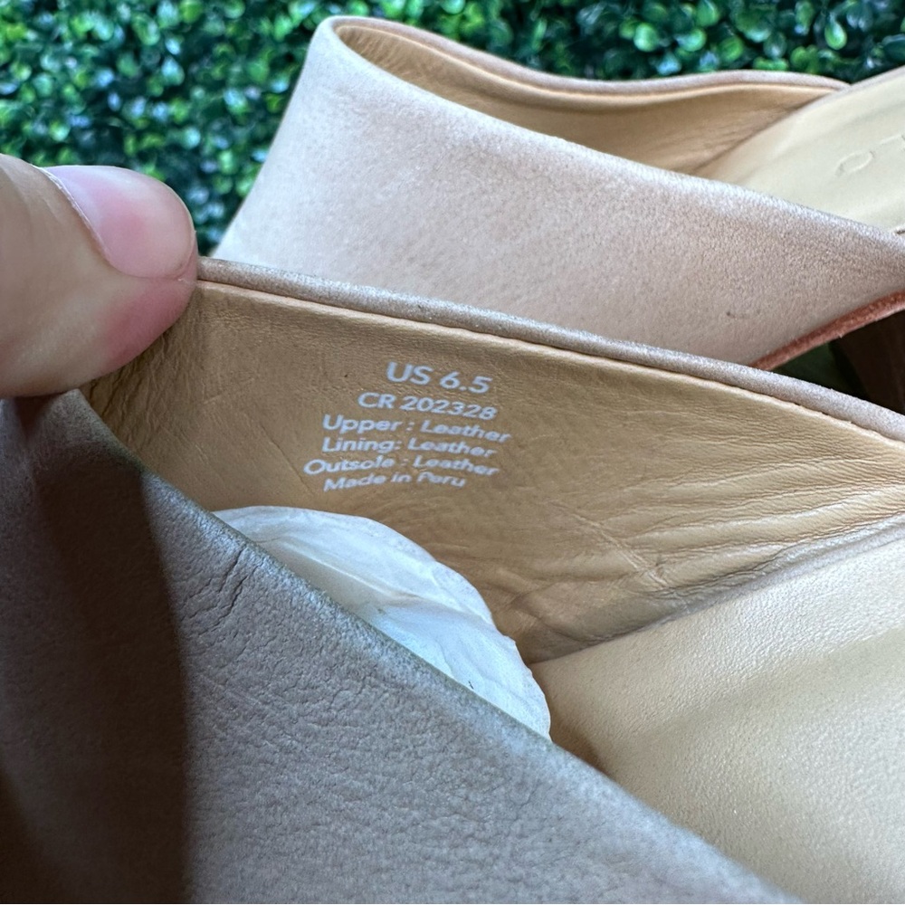 New in box Nisolo x Anthropologie heeld mule in color almond 100%‎ leather - Picture 9 of 13